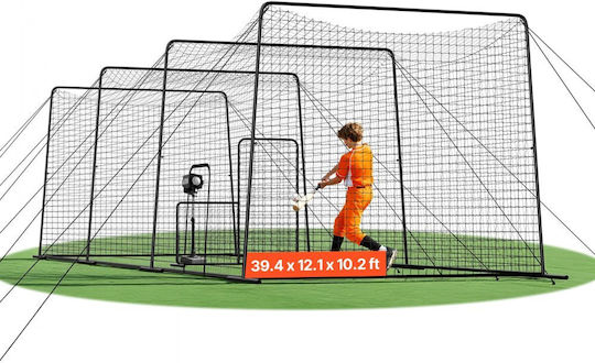 Baseball Cage Vevor Portable Baseball Cage 12000 X 3680 X 3100 Mm Batting Cages 45-ply Knotted Hdpe & Long Mounting Ropes Baseball Cage Net Indoor Outdoor Spaces