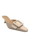 Mules with Heel in Beige Colour