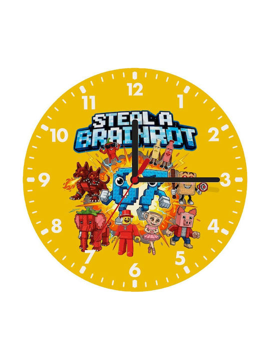 Koupakoupa Kids Wall Clock Steal A Brainrot 67 Roblox Style Wooden 20cm