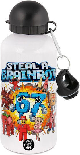 Koupakoupa Steal A Brainrot 67 Roblox Style Kids Water Bottle From Aluminium White 500ml