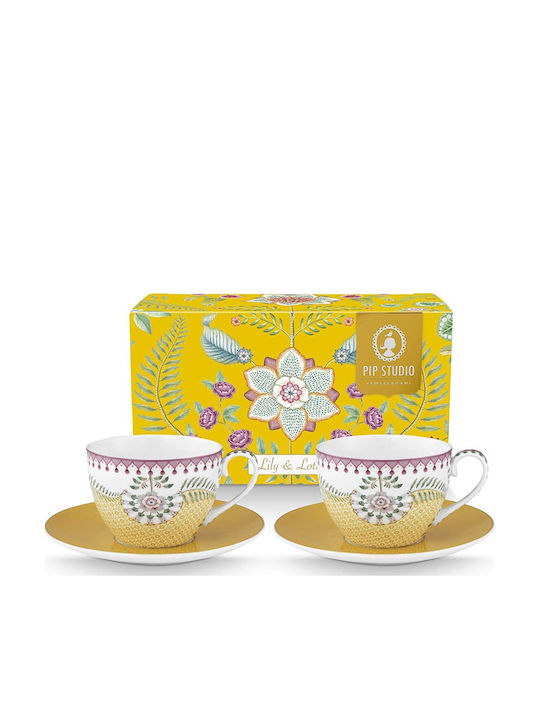 PiP Studio Lily Lotus Set Tea Cups Porcelain Yellow 2pcs