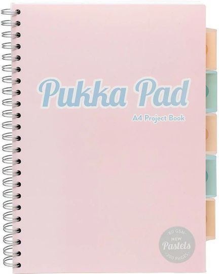 Pukka Pad Spiral Ruled Notebook A4 200 Paper Sheets 5 Subjects Pink
