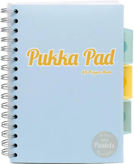 Pukka Pad Σπιράλ Τετράδιο Ριγέ Α5 200 Φύλλων 3 Θεμάτων Γαλάζιο