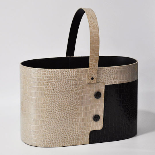 Sinialo Magazinständer aus Künstliches Leder Beiges 51x45x27cm 37-48-1025179B