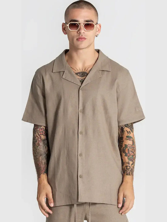Short Sleeve Linen Shirt Taupe