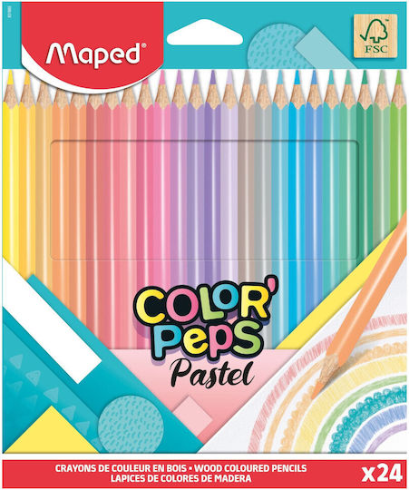 Σετ 24 Χρωματιστών Μολυβιών Maped Color' Peps Pastel 831880