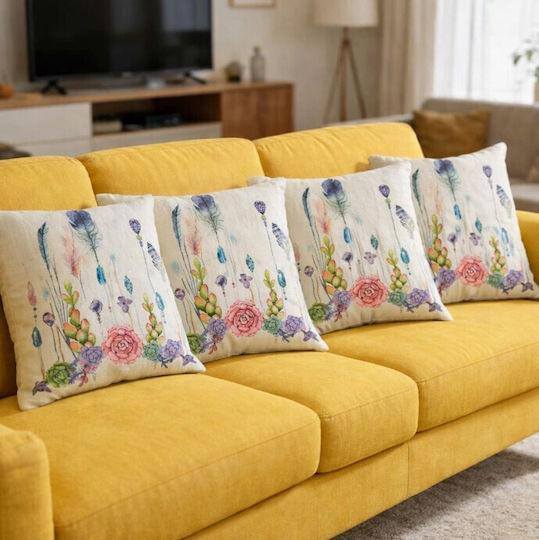 ForHome Decorative Pillow Case Succulents 45x45cm