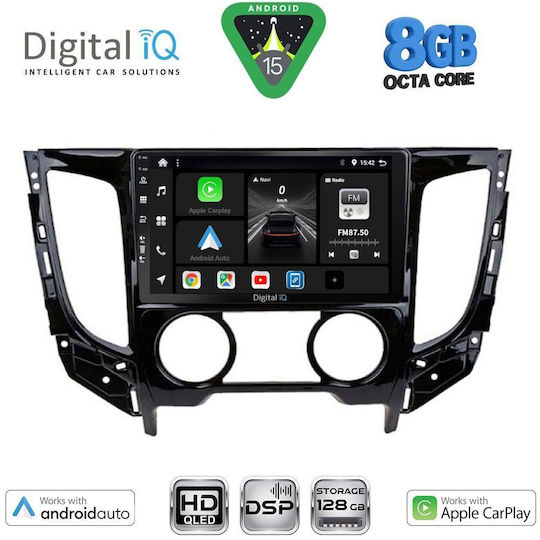 Digital IQ Car Audio System for Mitsubishi L200 2015-2019 with A/C Bluetooth USB Wi-Fi GPS Apple CarPlay Android Auto with 9 Inch Touch Screen