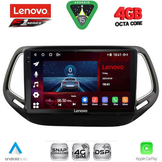 Lenovo Ηχοσύστημα Αυτοκινήτου για Jeep Compass 2016-2021 (Bluetooth/USB/WiFi/GPS/Apple-Carplay/Android-Auto) με Οθόνη Αφής 10"