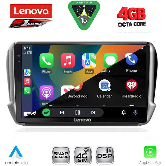 Lenovo Car Audio System for Peugeot 2008 2012-2021 Bluetooth USB WiFi GPS Apple CarPlay Android Auto with 10" Touch Screen