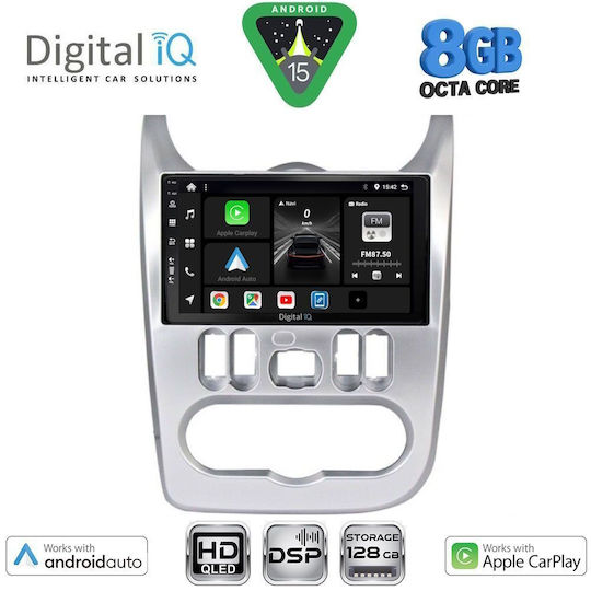 Digital IQ Ηχοσύστημα Αυτοκινήτου για Renault Logan Dacia Duster / Logan / Sandero 2006-2012 (Bluetooth/USB/WiFi/GPS/Apple-Carplay/Android-Auto) με Οθόνη Αφής 9"
