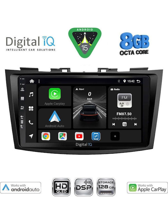 Digital IQ Auto-Audiosystem für Suzuki Swift 2011-2016 (Bluetooth/USB/Eingebautes Wi-Fi / GPS / Apple CarPlay / Android Auto) mit 9 Zoll Touchscreen