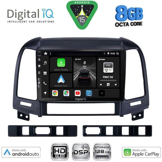 Digital IQ Ηχοσύστημα Αυτοκινήτου για Hyundai Santa Fe 2005-2013 (Bluetooth/USB/WiFi/GPS/Apple-Carplay/Android-Auto) με Οθόνη Αφής 9"