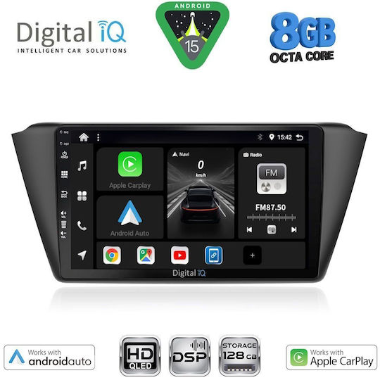 Digital IQ Car Audio System for Skoda Fabia 2015-2022 Bluetooth USB WiFi GPS Apple CarPlay Android Auto with 9" Touch Screen