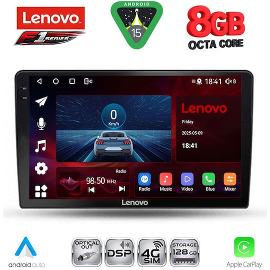 Lenovo Ηχοσύστημα Αυτοκινήτου για Toyota Auris 2007-2012 (Bluetooth/USB/WiFi/GPS/Apple-Carplay/Android-Auto) με Οθόνη Αφής 9"