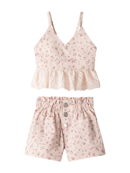 Evita Set De Îmbrăcăminte Pentru Copii Cu Pantaloni Scurți Somon 2 Bucăți