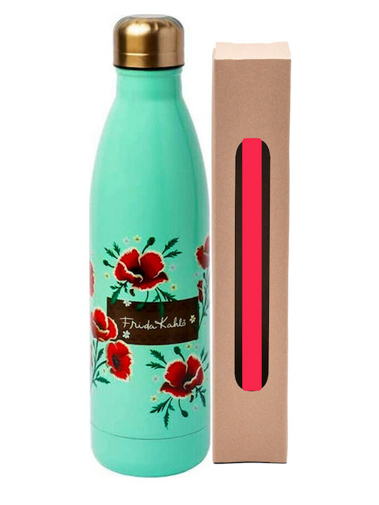 Gift Set Candle Metal Thermos Frida Kahlo Green 0.50lt Hot Cold Stainless Steel