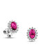 Themelidis Jewels Silver Earrings with Red Stones