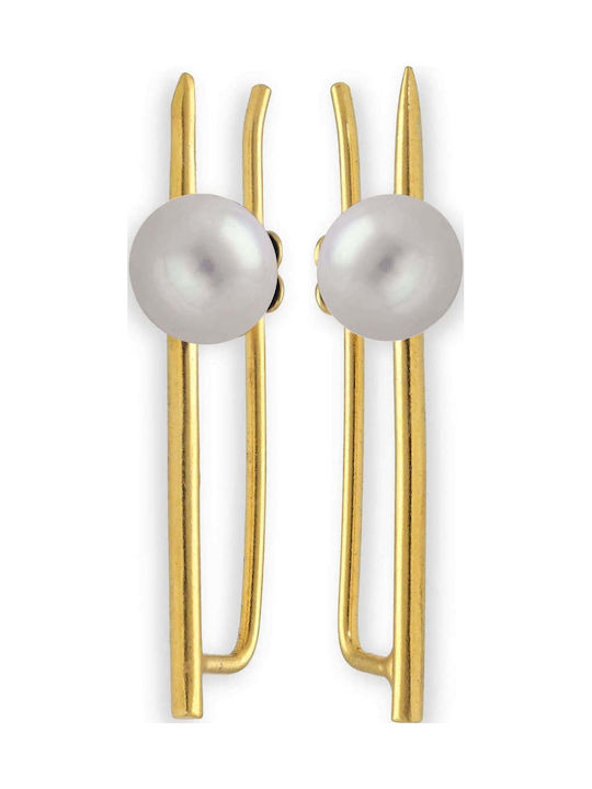 Earrings Pins Handmade Gold Plated Silver 925 with Pearls