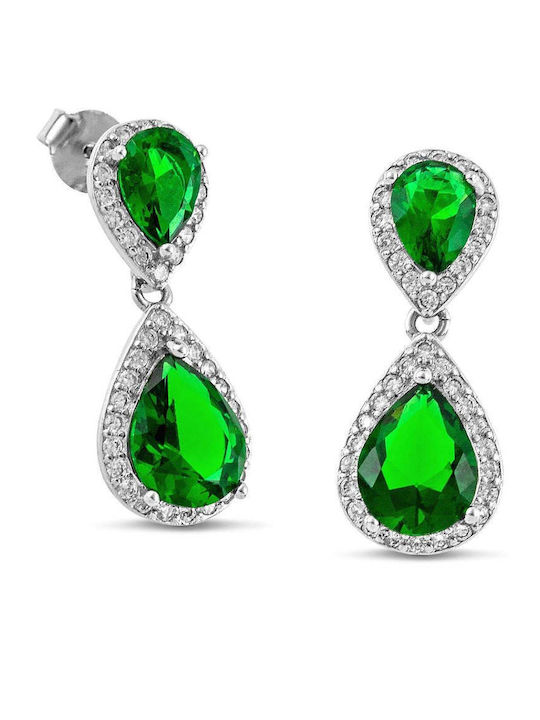 Themelidis Jewels Σκουλαρίκια από Ασήμι με Πέτρες Πράσινα
