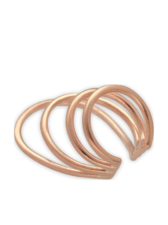 Ohrring Manschette Vier Ringe Handgefertigt Rosa Vergoldetes Silber 925