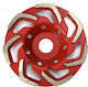 Disc Diamantat Pentru Șlefuirea Betonului Zola 125 Mm 7 Segmente 6 Mm P60 12.200 Rpm Arbore Universal 22,2 Mm Roșu