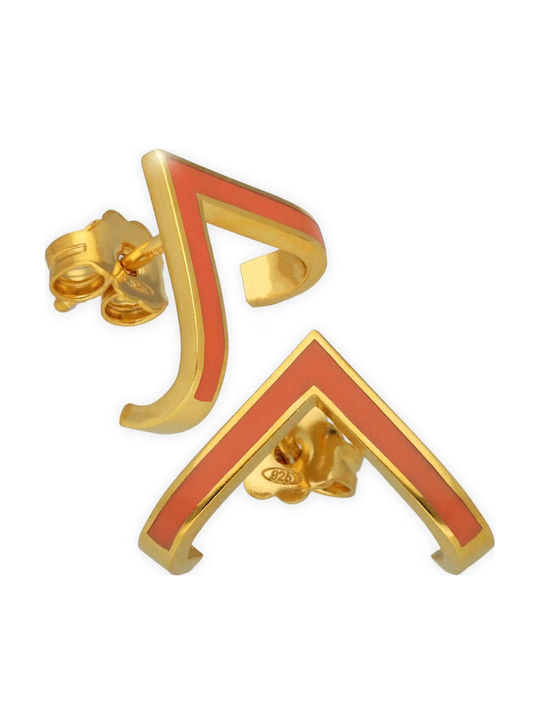 Stud Earrings Triangular Huggies Enamel Salmon ...