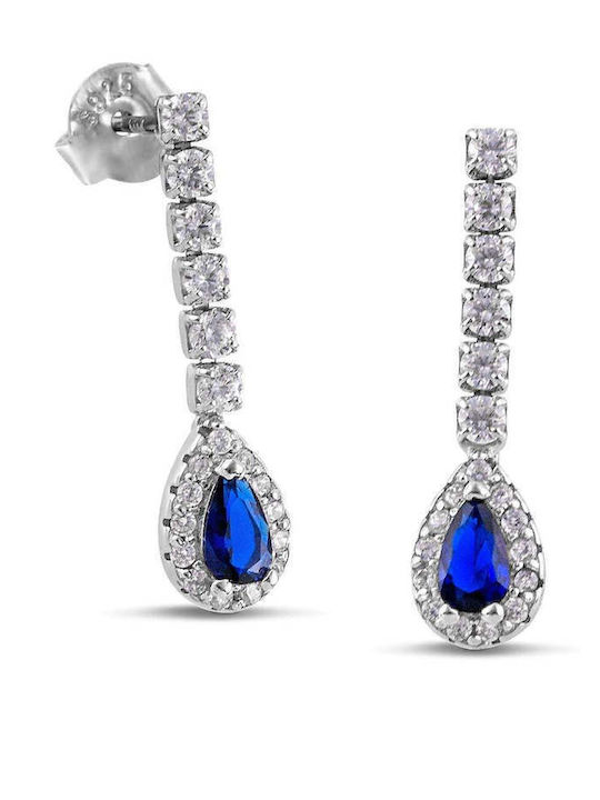 Themelidis Jewels Σκουλαρίκια από Ασήμι με Πέτρες Μπλε