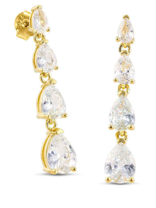 Themelidis Jewels Dangle Earrings Made of Gold Plated Silver with Stones