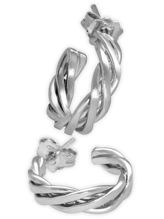 Earrings Hoops Huggie Twisted Wire Handmade Sil...