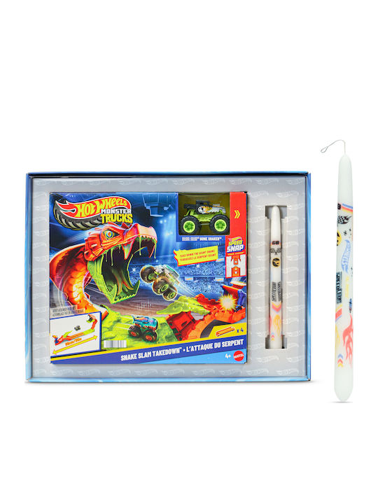 Easter Candle With Toy Monster Trucks Snake Slam Takedown Playset For Age 4+ Hot Wheels