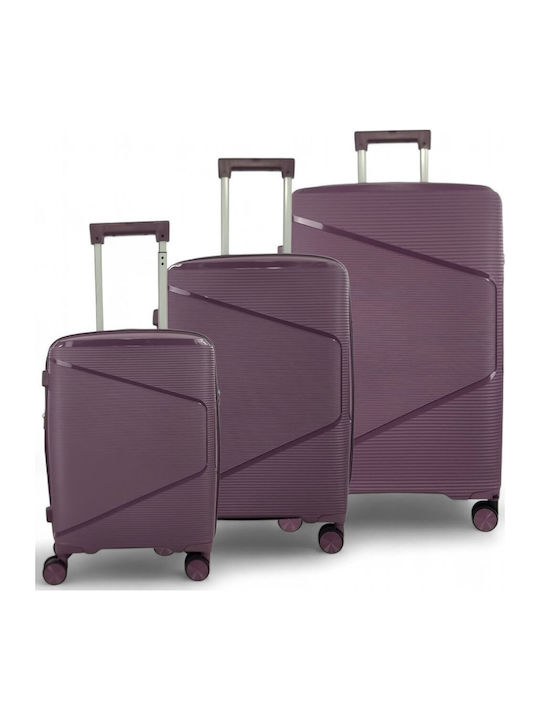 Playful Bags Hard Purple Suitcases with 4 Wheels