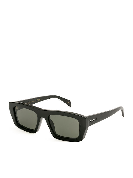Gucci Herren Sonnenbrille mit Schwarzem Horn umrandetem Rahmen und Grauen Gläsern GG2020S 001