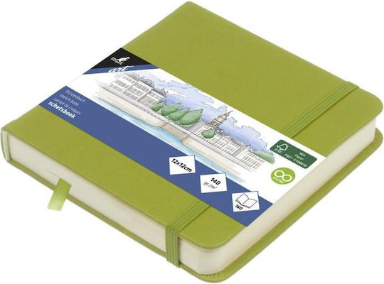 Sketchbook Kangaro Hard Cover Elastic 12x12cm 140gr 160 Pages Lime K-861209