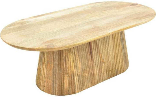 Oval Central Coffee Table Aithra Made of Solid Wood Natural Colour W120xD60xH42cm