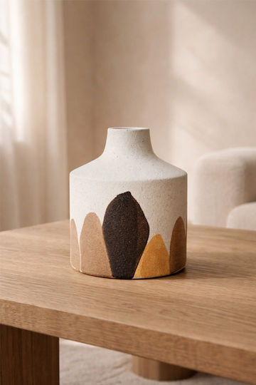 Kaemingk Dekorative Keramikvase Weiß 13xH16cm