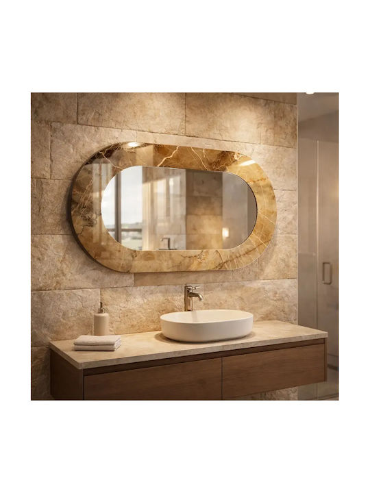 Oval Wandspiegel Mit Glas Rahmen in Gold Marmor...