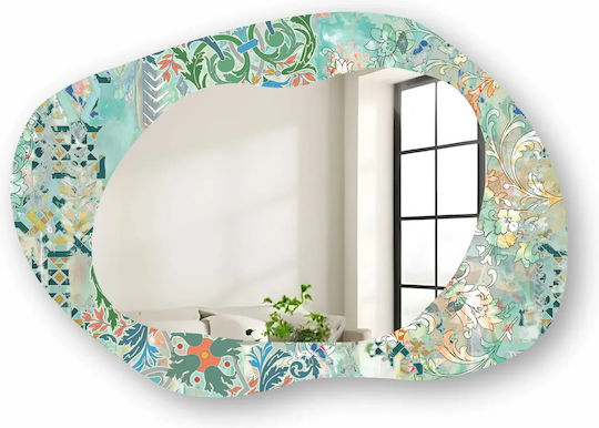 Ovaler Dekorative Wandspiegel Mit Glasrahmen In Türkisgrüner Farbe (51x74cm)