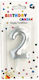 Cake Candle Number 2 Silver 8 Cm
