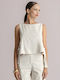 Women's Cotton Sleeveless Beige Blouse