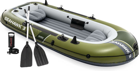 Intex Seahawk 3 Inflatable Boat for 1 Adult Green with 2 Paddles and Pump