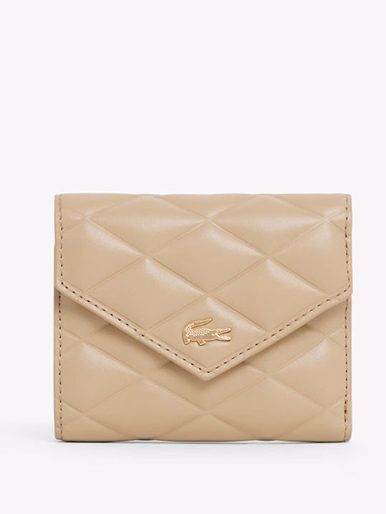 Lacoste Money Pieces Kleines Leder Damenbrieftasche Beige