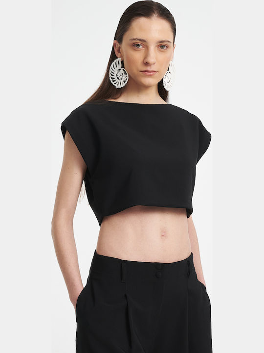 Zoya Γυναικείο Crop Top Μαυρο