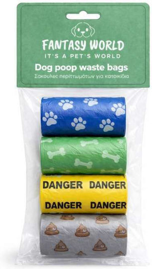Fantasy World Dog Excrement Removal Bags 4 Pieces 15 Bags Per Roll