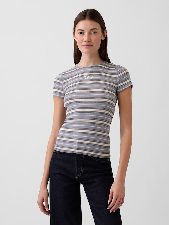 GAP Women's Cotton Cropped Top Blue Stripe