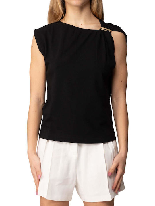 Maglia Women's Cotton Sleeveless Black Blouse