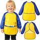 Wasserfeste Kinder Malzubehör Schürze Kruzzel Mit Ärmeln & Taschen Gelb Blau 98-122cm