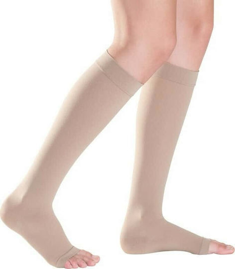 Sigvaris Tfs 701 Short Calf High Graduated Compression Socks Open Toes 18-21 mmHg Beige