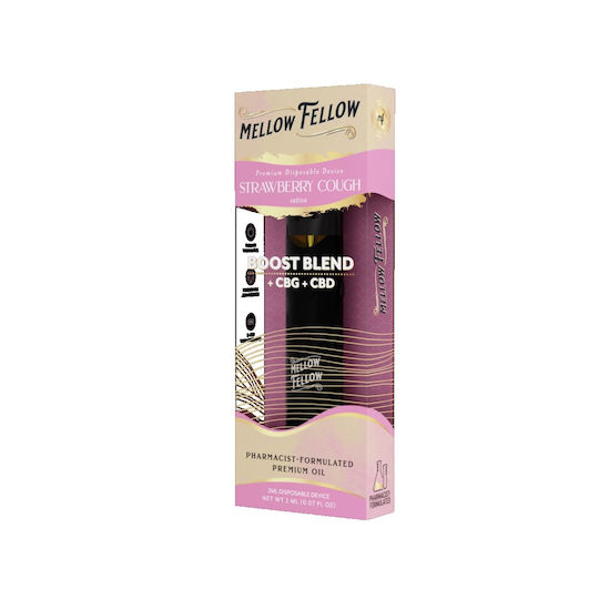 Mellow Fellow Електронна Еднократна Цигара Strawberry Без Никотин 2ml с КБД Червена