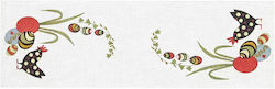 Easter Table Runner Embroidery Hens Easter Eggs Fabric Etamine Knossos White Silver 50cm X 130cm 1 Piece